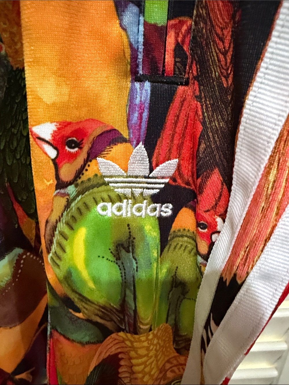 adidas Parrot-Print Track Pants with Side Stripes - Picture 3 of 4